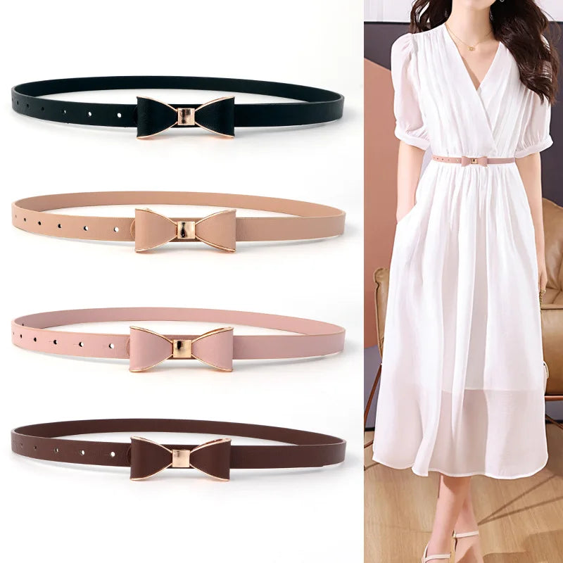 Women's Belts New Bow Solid Color Simple Elegant Girl Gentle Fashionable Versatile Belt Dress Jeans Accessories