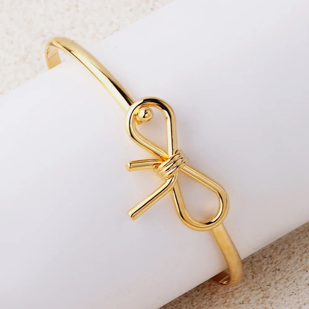 Good Quality Cuff Bangles for Women 18K Gold Plated Jewelry Tie The Knot Love Bracelets for Bridesmaid Best Friend Gifts
