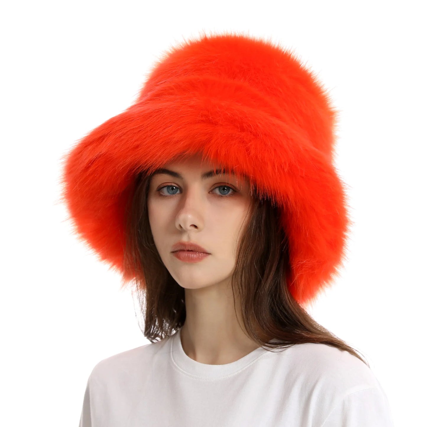 Hat Woman Winter Faux Fur Fisherman Hat Woman Versatile Warm Female Casual Party Fur Hats Women's Cap Ins Plush Bucket Hat