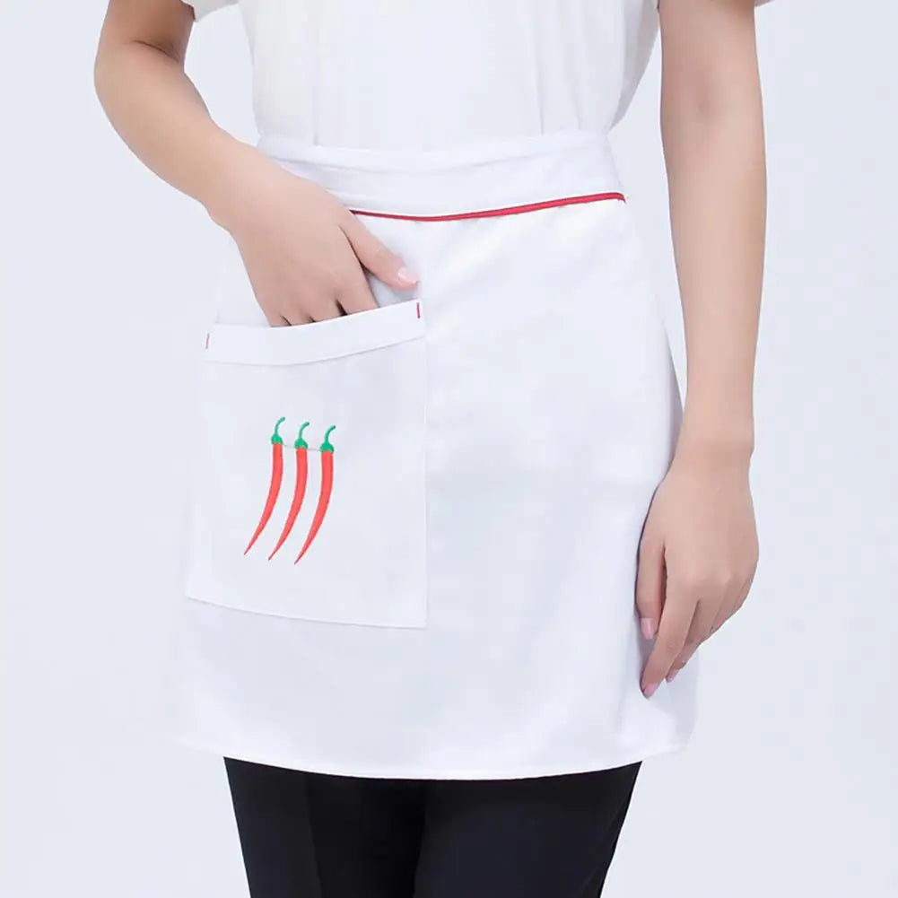 Kitchen Cooking Apron Unisex Striped Plaid Apron With Pocket Waterproof Men Women Waist Apron For Restaurant Bar Short Pinafore