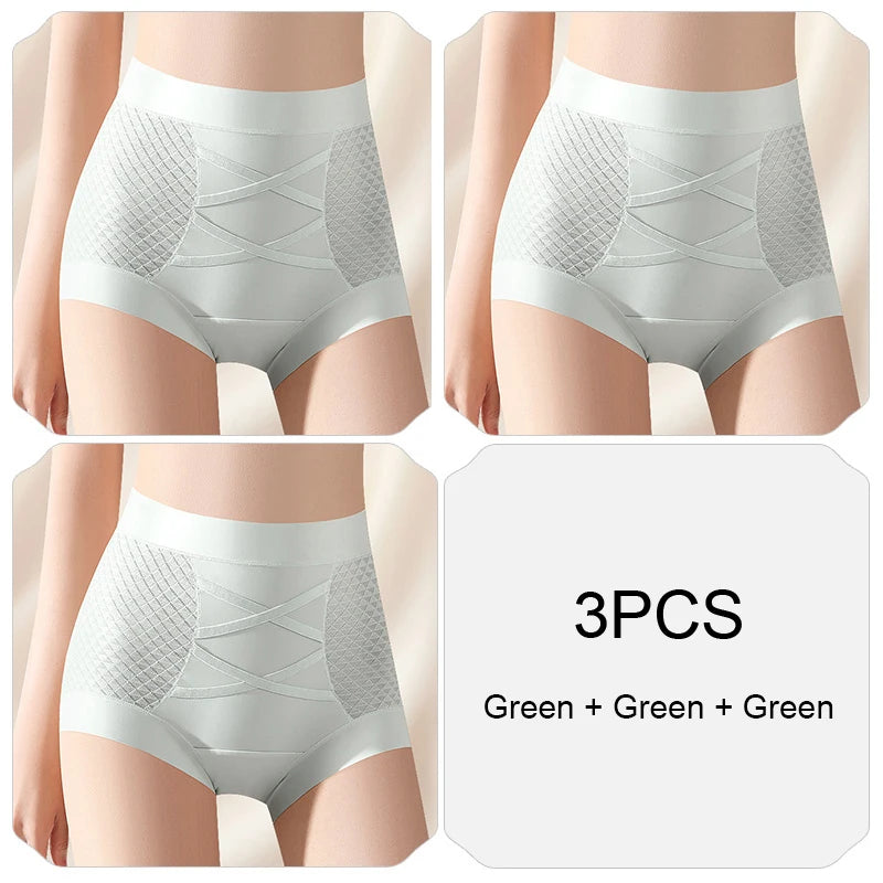 Fashion Belly Reducing Panties for Woman Women Micro Underwear Woman Ice Silk Women's Lingerie High Waist Panties Set Pack Sexy