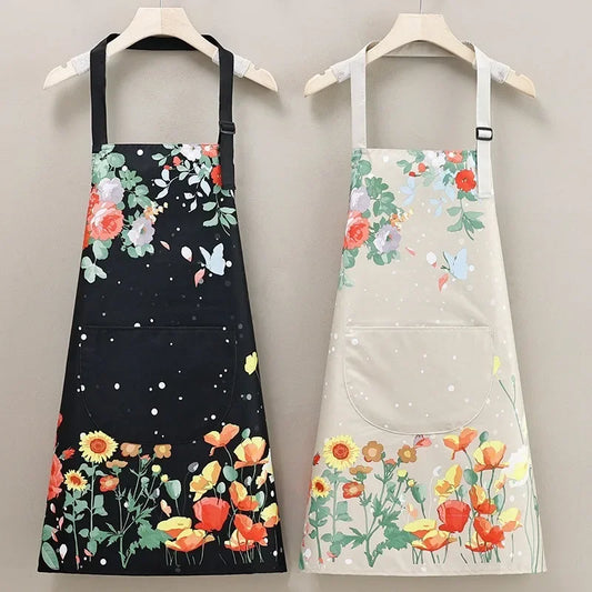 Kitchen Apron Household Waterproof and Oil-proof Kitchen Apron Cooking Baking Work Clothes Drawing Aprons Art Smock for Women
