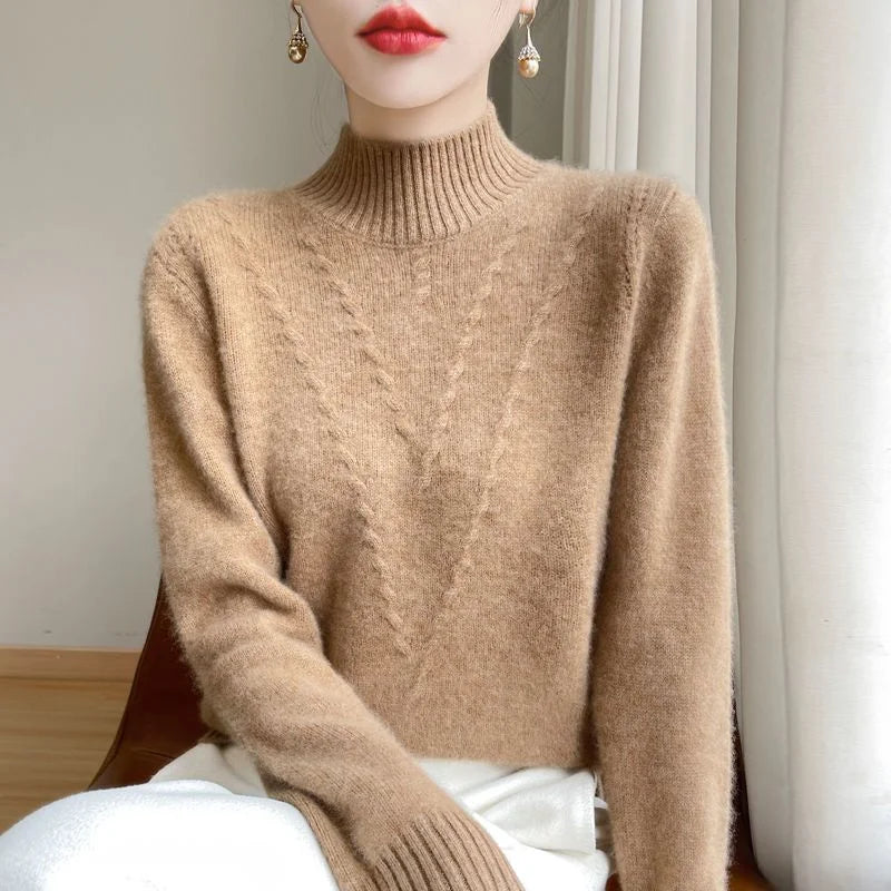 Sweater Women Knitted Sweater Turtleneck Long Sleeve Pullovers Autumn Winter Clothing Warm Jumper Tops