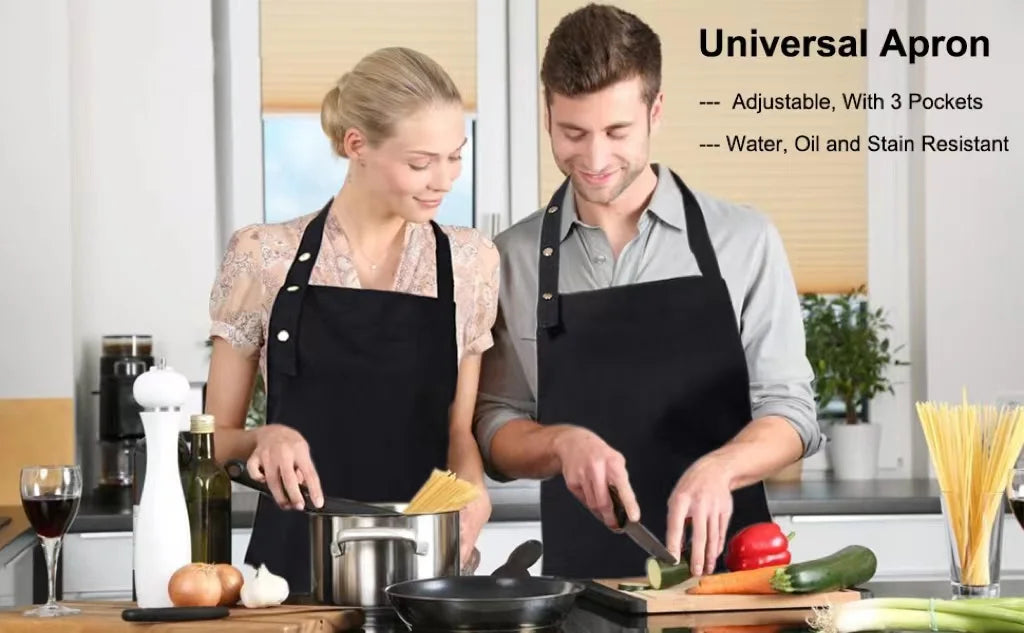 Kitchen Cooking Apron Female Male Pocket Adjustable Waterproof Thickened Apron Baking Bar Restaurant Cafe Working Clothes