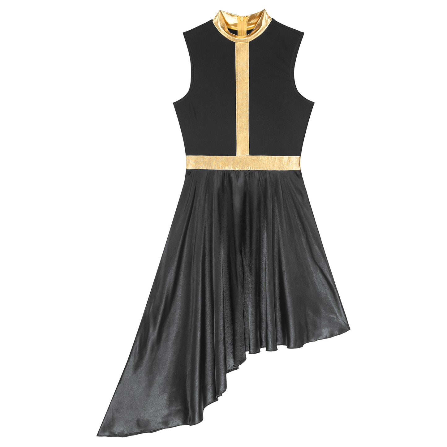 Womens Lyrical Dance Dress Ballroom Dancing Church Choir Stage Performance Costume Sleeveless Asymmetrical Hem Dresses Dancewear