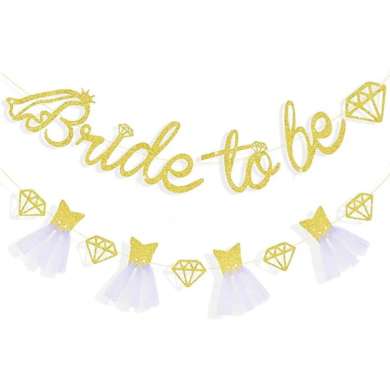 1set Rose Gold Glitter Bride to Be Banner Engagement Wedding Bridal Shower Bunting Garland Decor Bachelorette Hen Party Supplies