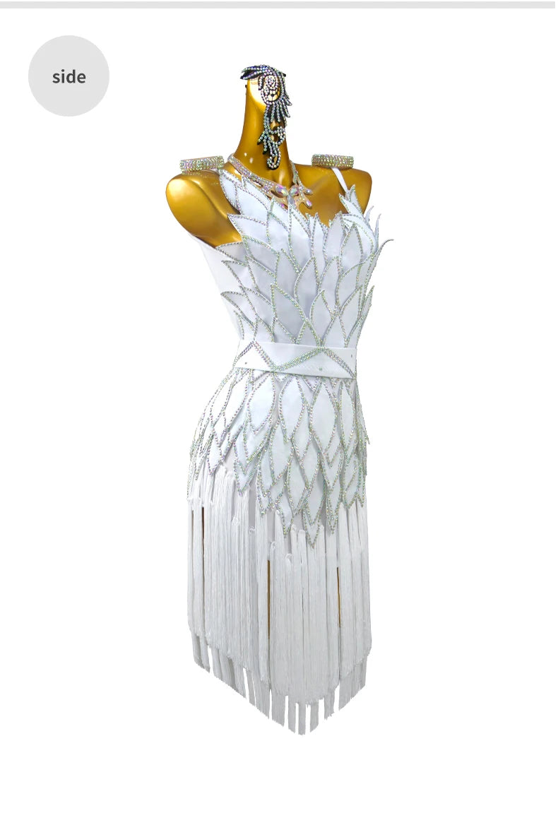 Womens Ballroom Dance Dress Dancewear Elegant Party Clothing 2025 Adult Costume Female Prom Fringed Skirt Girls Samba Stage Suit