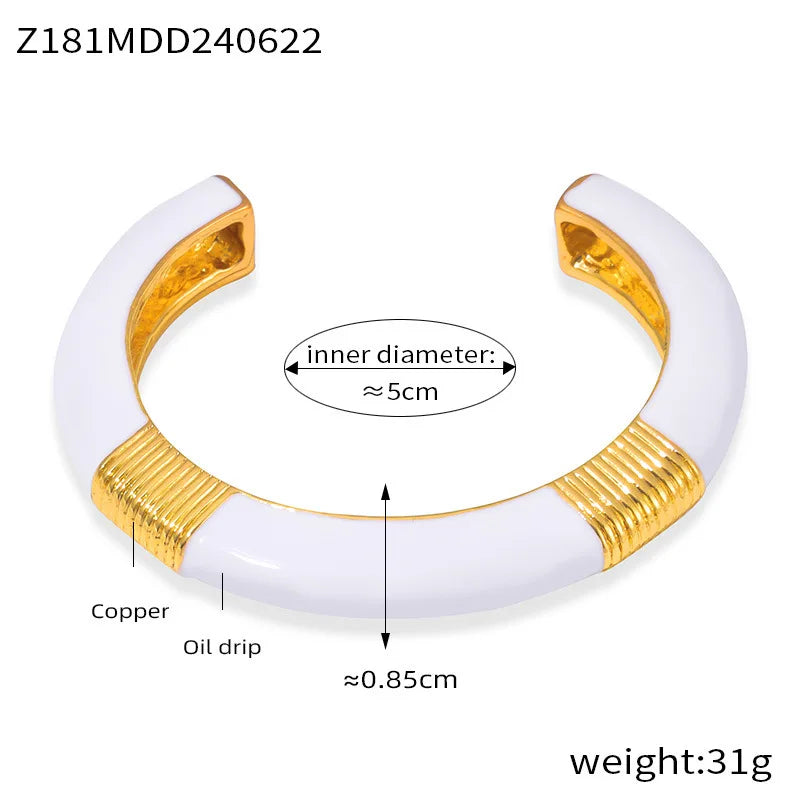Vintage Enamel Bracelet Bangles For Women 18K Gold Plated Waterproof Women's Hand Bracelets Cuff Bangle Fashion Ladies Jewelry