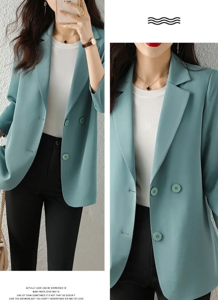 Blazer Woman Spring Autumn Thin Jacket Solid Outdoor Korean Style Coats for Women Tailoring High Quality Trend 2025 Outerwears