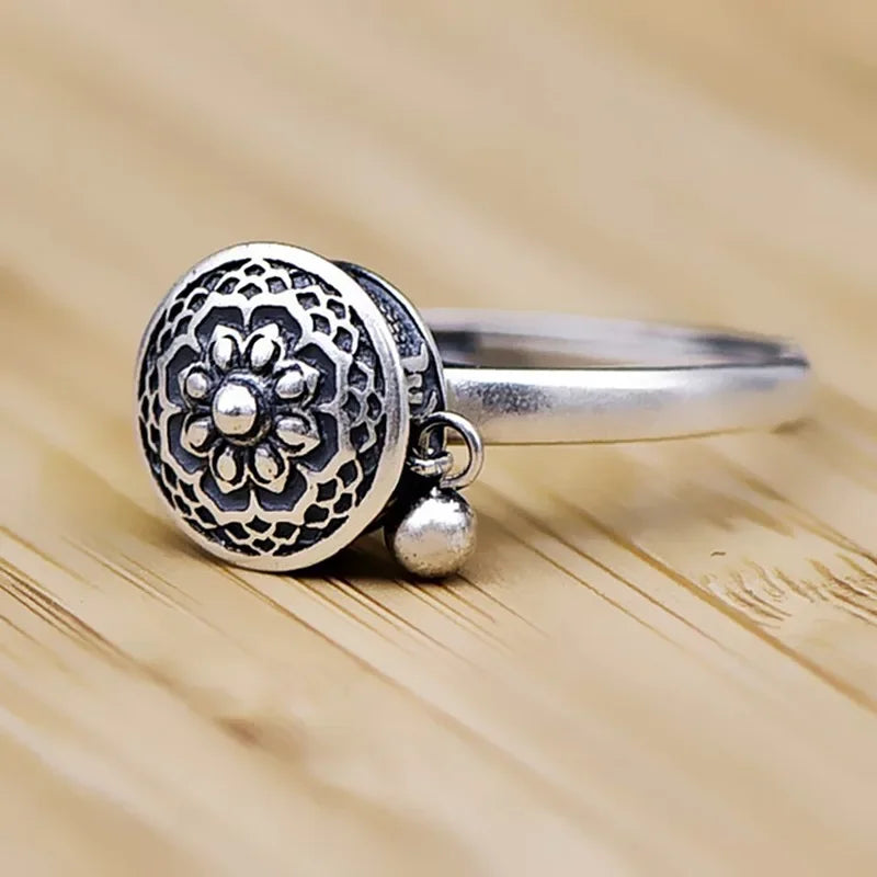 Rotatable Anti Stress Relief Anxiety Adjustable Ring Good Luck Buddhist Tibetan Prayer Wheel Men and Women Ring Fashion Jewelry