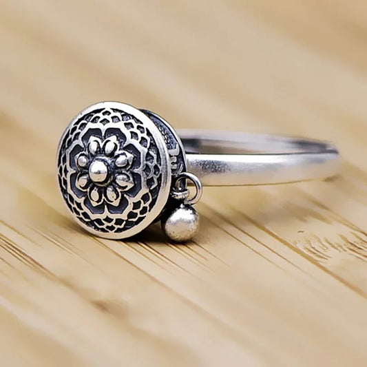 Rotatable Anti Stress Relief Anxiety Adjustable Ring Good Luck Buddhist Tibetan Prayer Wheel Men and Women Ring Fashion Jewelry