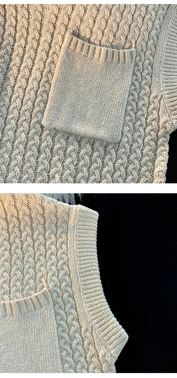 Sweater Vest Men Winter Students Knitwear Harajuku Round Neck Pockets Handsome Casual Streetwear Unisex Preppy Stylish Ins