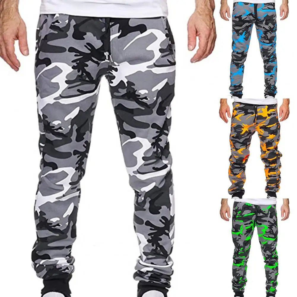Casual Trousers Colorful Men Pants Anti-shrink Camouflage Jogger Trousers  Pockets