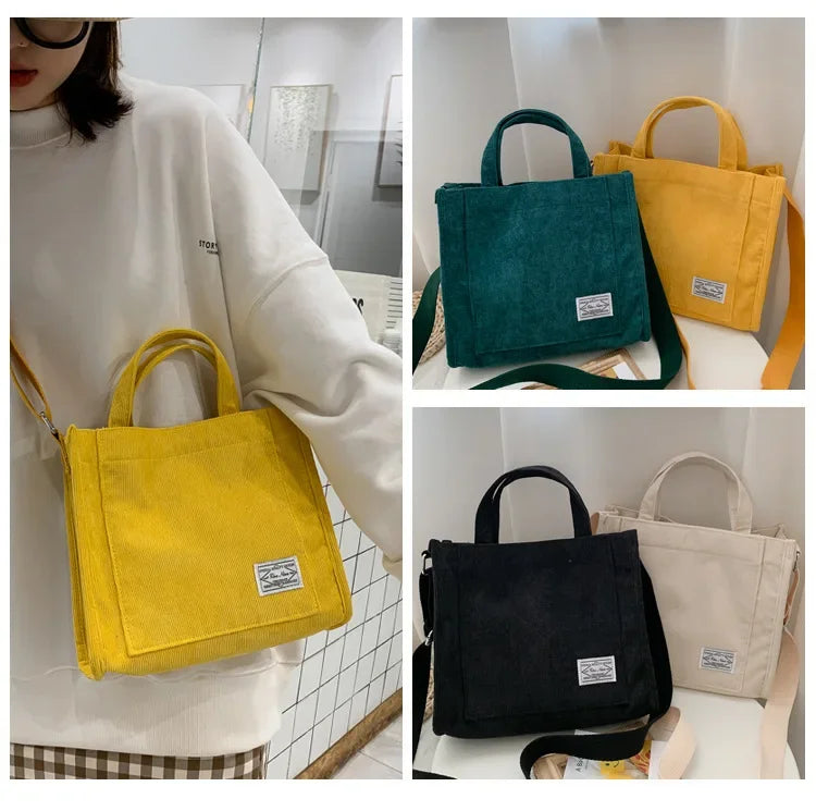 Women Handbag Simple Corduroy Portable Large Capacity HandBag Ins Fashion Trend Small Square Handbag Single Shoulder Bags