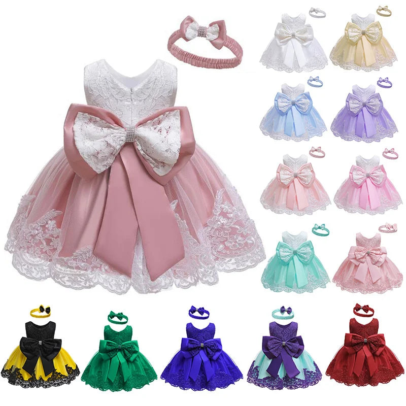 Girls Dress 2025 Children Easter Carniva Tutu Wedding Kids Dresses For Girls Vestidos Party Princess Bow Christmas Baby Dress