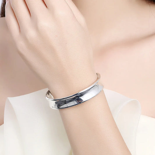 925 sterling Silver elegant bangle Bracelets for Women adjustable Fashion Party Wedding Accessories Jewelry Christmas Gifts
