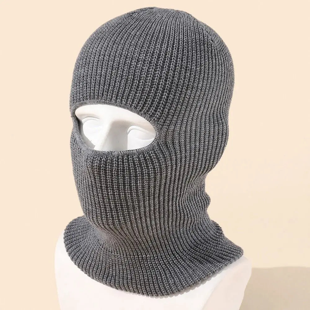 Hat Winter Female 1-Hole Balaclava Skullies Scarf Bonnet Hat Mask Knitted Hats Men Beanies Hat Women Winter Cap Full Face Cover