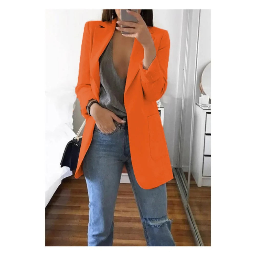 Blazer Women 2025 New Ladies Professional Office Lapel Cardigan Temperament ropa mujer Suit Jacket Casual Lady coat Solid coats