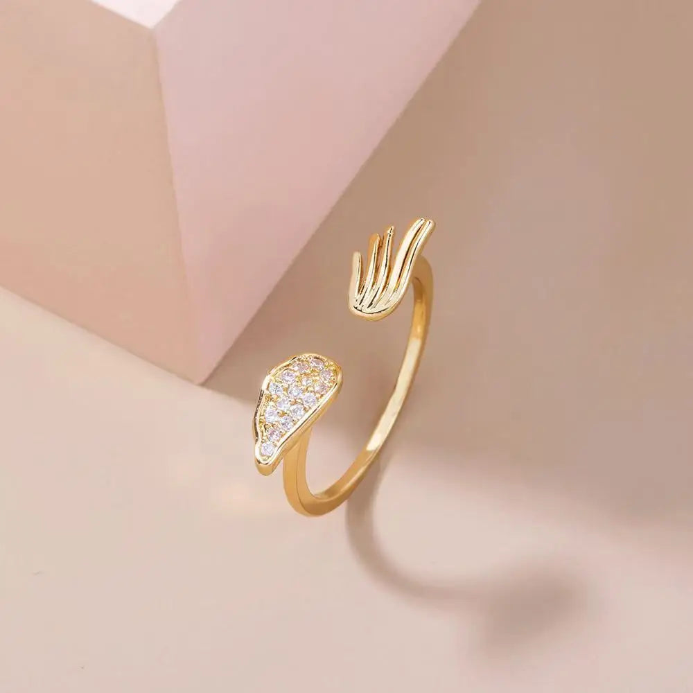 AAA Zircon Simple Geometric Ring Elegant Women's Daily Work Opening Adjustable Rings for Women Bridal Engagement Jewelry Gift