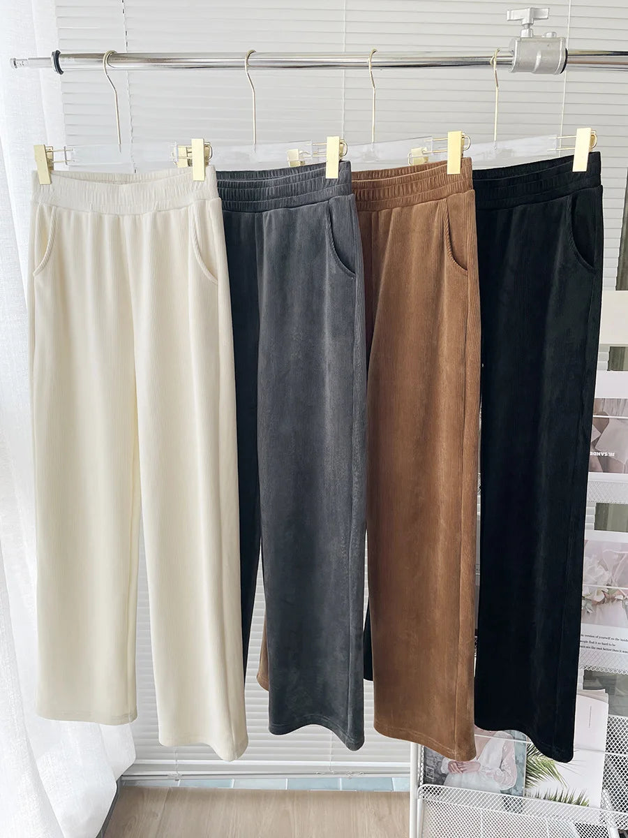 Wide-leg Trousers Women Autumn Winter 2025 New High Waist Draping Straight Tube Casual Versatility Floor Straight leg pants
