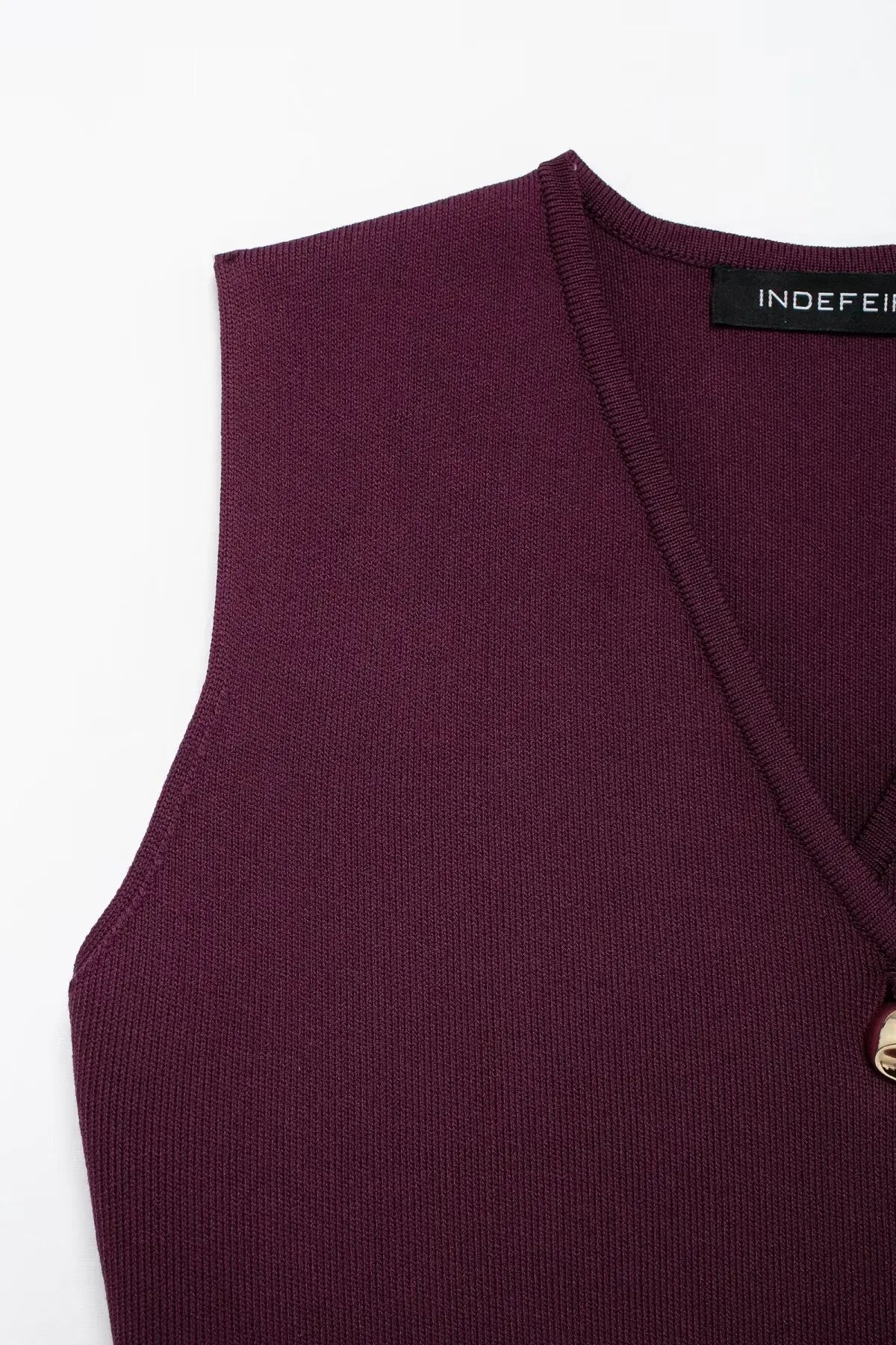 HH 2025 Women Skirt Set Wine Red Knitted V-Neck Sleeveless Slim Vest +Solid High Waist Zipper Patchwork Long Skirt Street