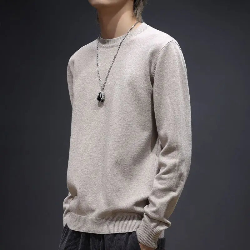 Sweater Men's Young Knitted Solid Color Casual Pullover Round Neck Sweaters