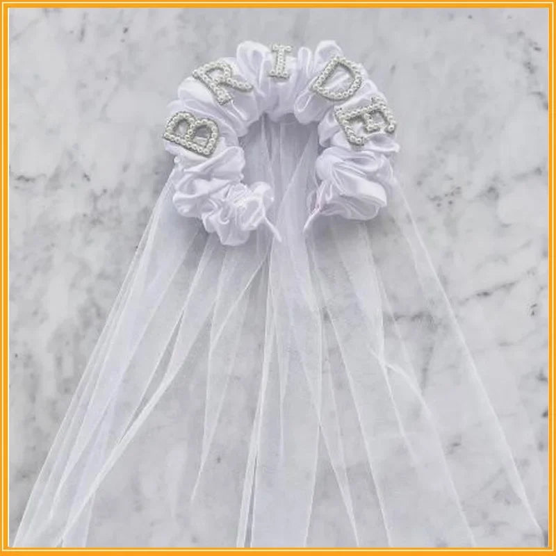 Bridal Hairband Pearl Crown with Headscarf Bride To Be Luxury WIFEY Hair Accessories Wedding Engagement Dinner Decoration Gift