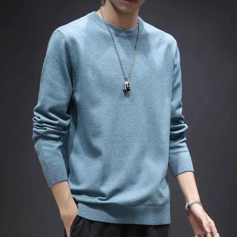 Sweater Men's Young Knitted Solid Color Casual Pullover Round Neck Sweaters