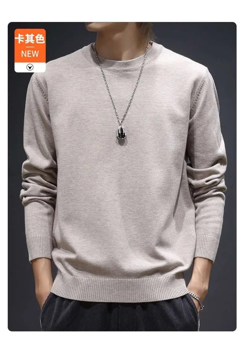 Sweater Men's Young Knitted Solid Color Casual Pullover Round Neck Sweaters