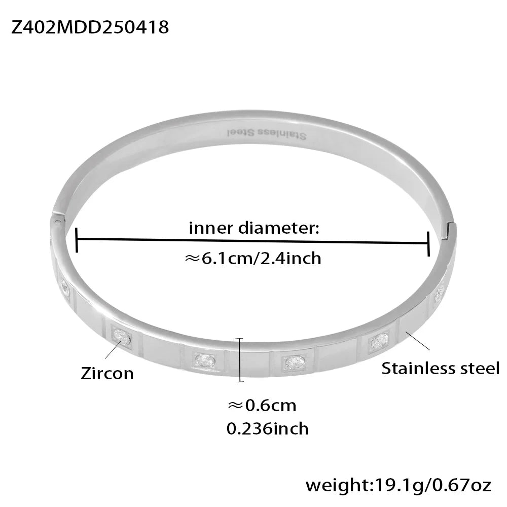 Stainless Steel Bracelet Bangle For Women Men 18k Gold Plated Inlaid Shiny Zircon Openable Unisex Bracelets Bangles Couples Gift