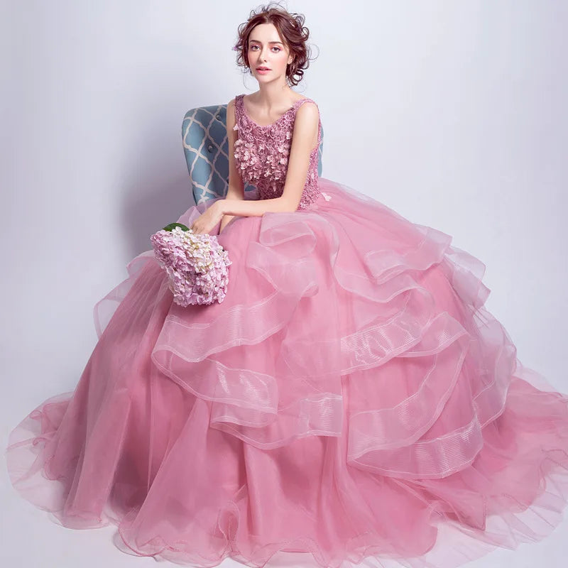 Ball Gown Evening Prom Dresses Lace Appliques Formal Prom Gowns Simple Floor-Length Vestidos