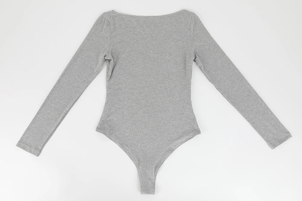 Women's Round Collar Elastic Bodysuit Long Sleeve Jumpsuit Shapewear Shaper Lady Sexy New Female Warm Clothes Autumn Winter