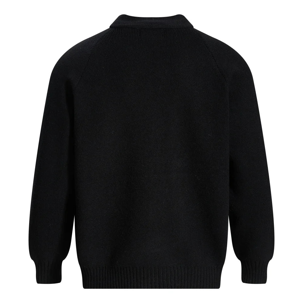 Spliced Sweatercoat Mens Autumn Winter Casual Loose Raglan Sleeve Stand Collar Long Sleeve Knitted Sweater Outerwear Man