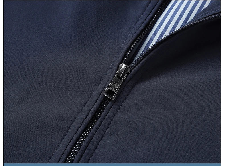 Blazer Jacket Men Casual Jacket Spring Autumn Workwear Stand Collar Zip Up Coats Men Lightweight Business Style Outerwear