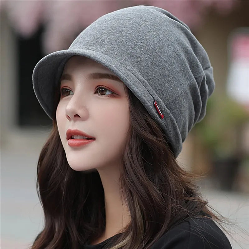 Knitted Hat Women's Autumn And Winter Head Cap Fashion Solid Color Outdoor Windproof Keep Warm Thicken Knitted Hats