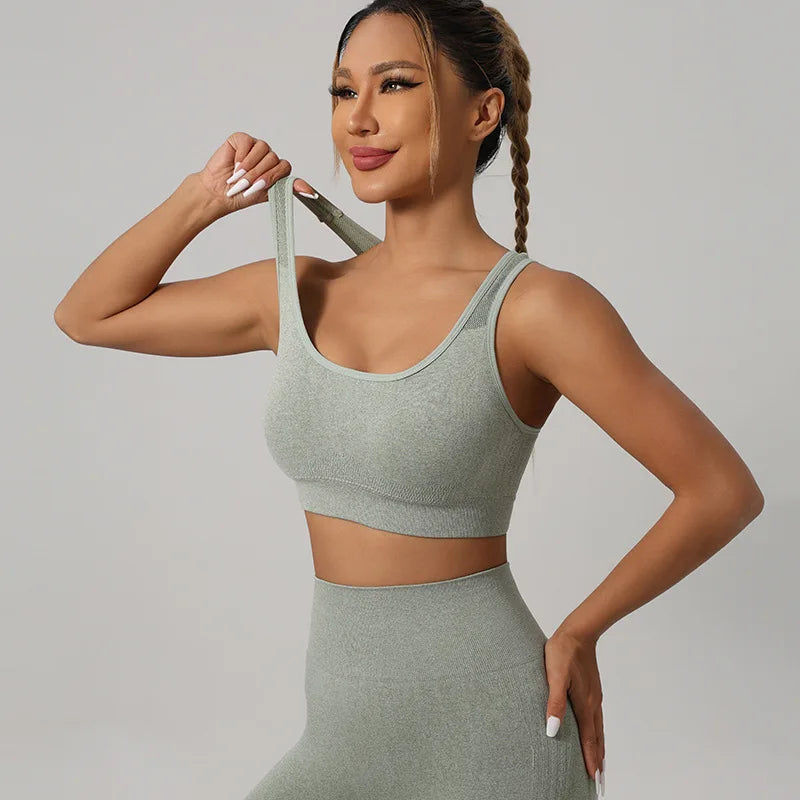 Women Sport Bras Yoga Shirt Fitness Running Vest Underwear Padded Bra Crop Sports Workout Top Wireless Push Up Brassiere New