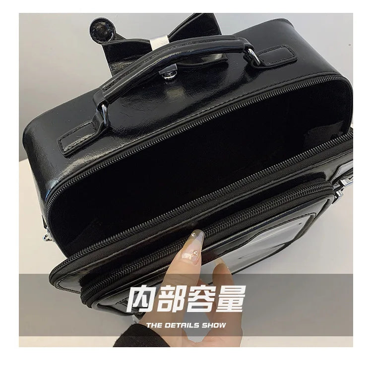 Cartoon Cute Handbags for Women Funny Retro TV Transparent Square Bag Fashion Leather Personalized Creative Shoulder Bag Woman