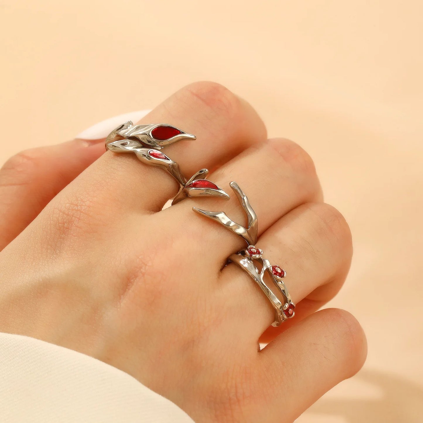 Gothic Rings irregular Darkness Red Style open ring for women index finger Ring Jewelry Gift