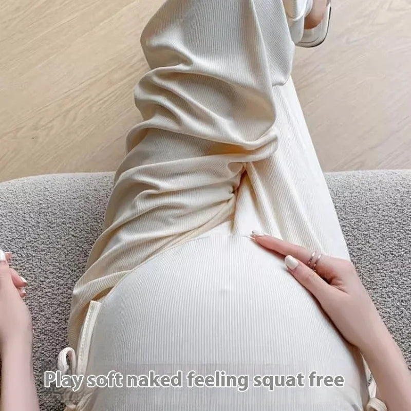 Maternity Trousers Spring and Autumn Outside Wear New Summer Petite Casual Drawstring Straight Wide Leg Trousers Maternity Wear