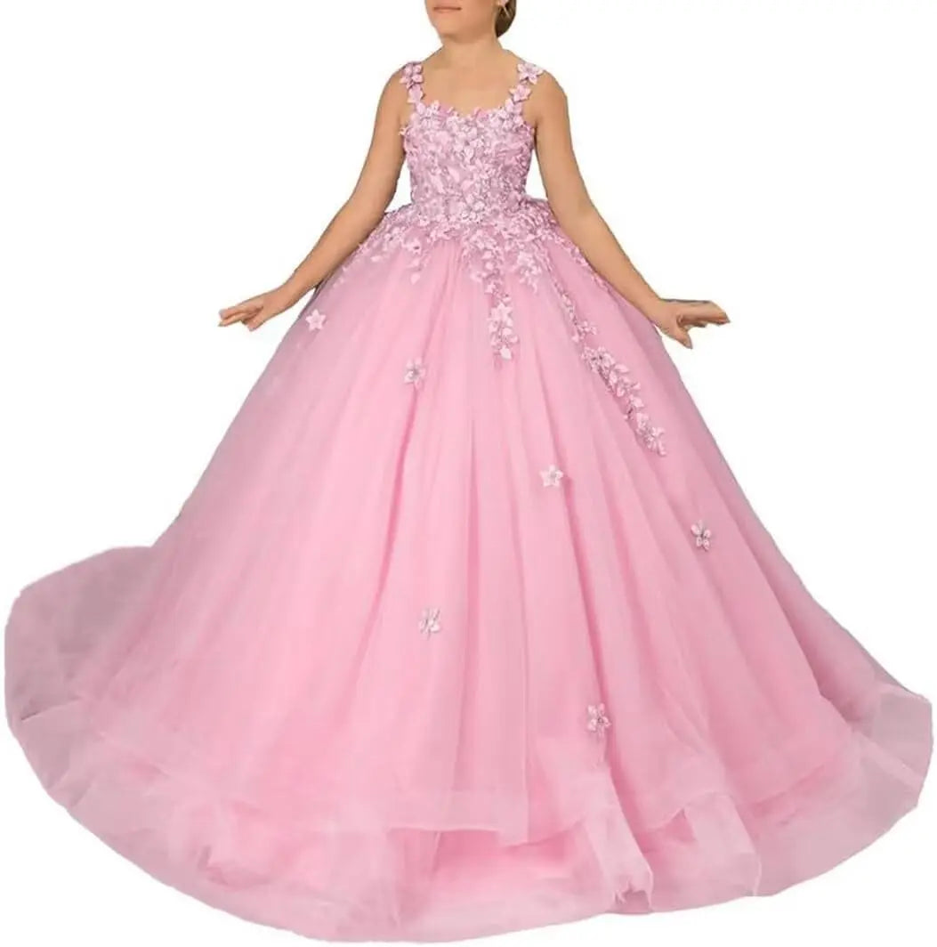 Kingbridal Flower Girl Dresses for Wedding Lace Princess First Communion Formal Dresses Tulle Pageant Ball Gowns Princess Dress