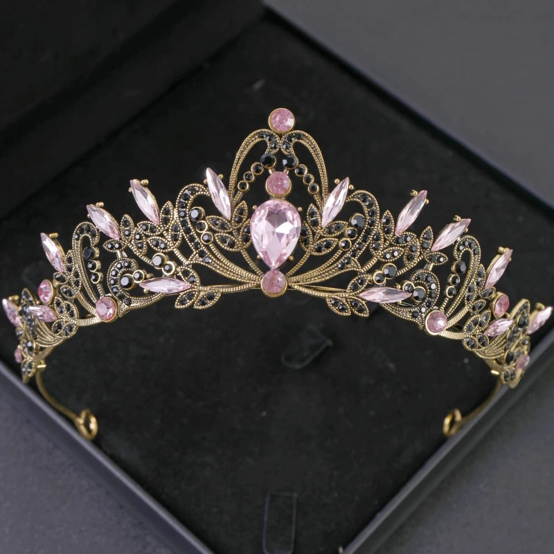 Bridal Headwear Gold-Colour Women's Full Of Classical Temperament Wedding Crown Girl Birthday Dazzling Tiaras