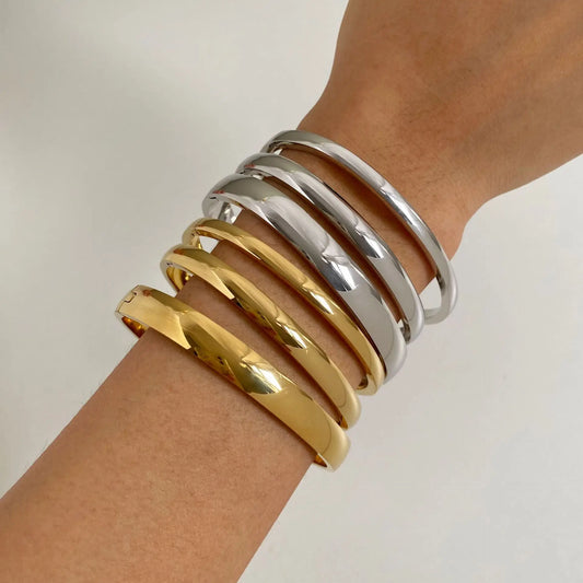 Stainless steel bangles for women minimalist simple bangles stainless steel jewelry new in non tarnish 2024
