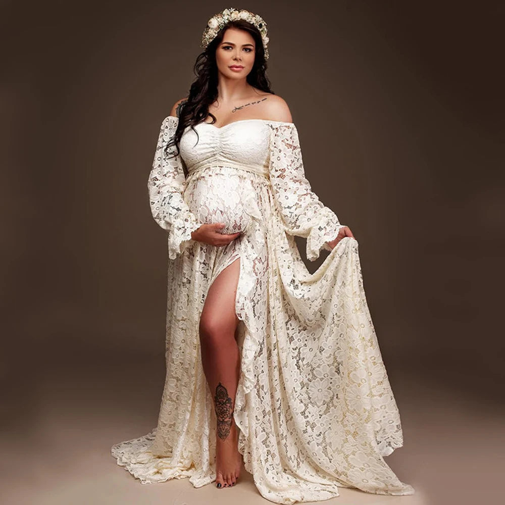 Maternity Dress Photoshoot Flower Pregnant Clothes Baby Shower Dresses For Photography Studio Babyshower Shooting Clothing