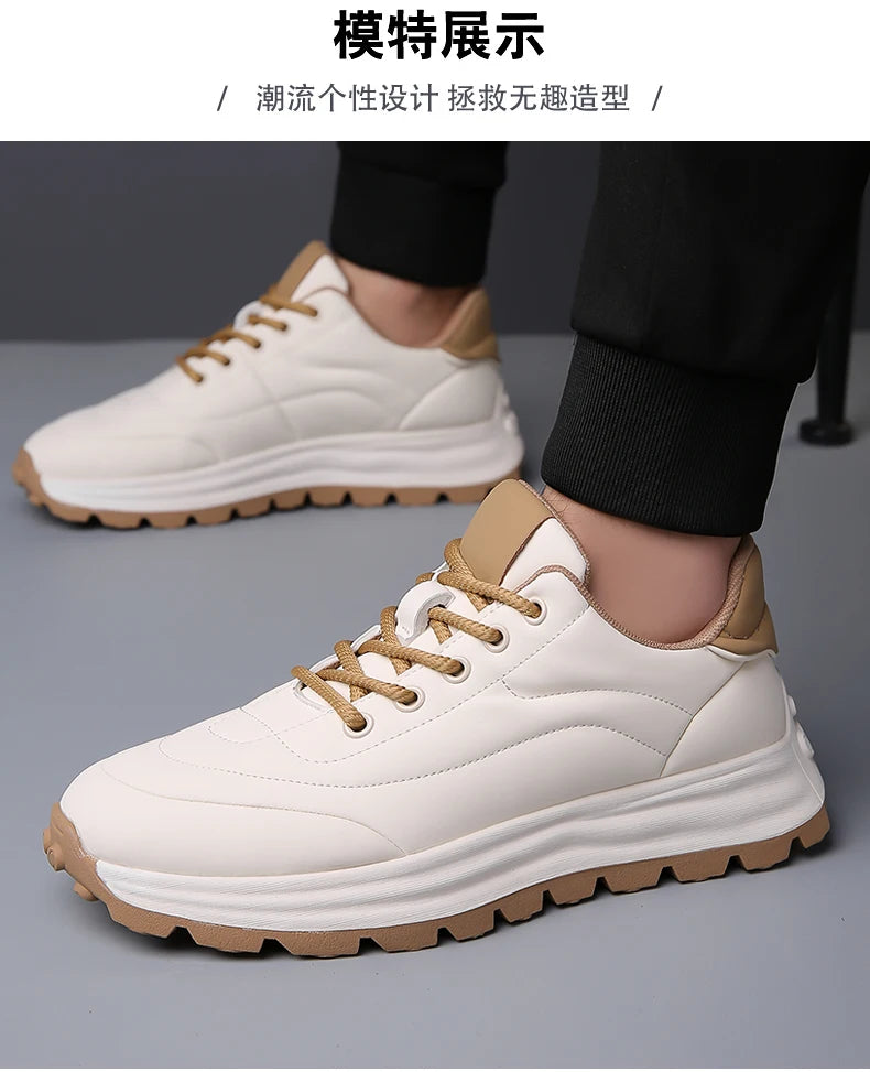 2025 New High-Quality Casual Sports Shoes With Breathable Leather Surface Anti Slip Soft Sole Round Toe Sports Shoes 38-44
