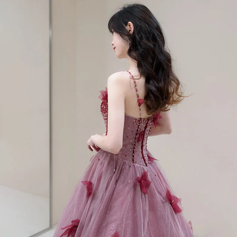 Bridal Toast Dress for Women 2025 Spring/Summer New Style Fairy Style Strap Heavy Industry Fashion Show Banquet Evening Dress