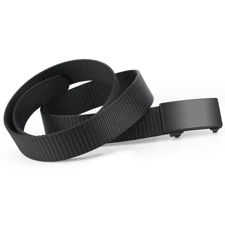 Men's Belt Outdoor Leisure Sports Belt Toothless Quick Release Automatic Buckle Quality Black Belt