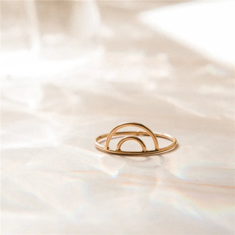 Rainbow Ring14K gold filled Knuckle Ring Boho Gold Jewelry Anillos Mujer Minimalistic Stacking Bohemian Ring for Women