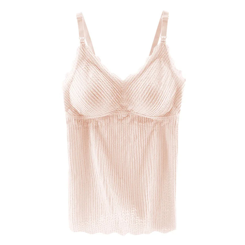 Maternity Nursing Tank Top – Summer Thin Camisole for Breastfeeding, Wearable Without Bra, Postpartum Anti-Exposure Vest
