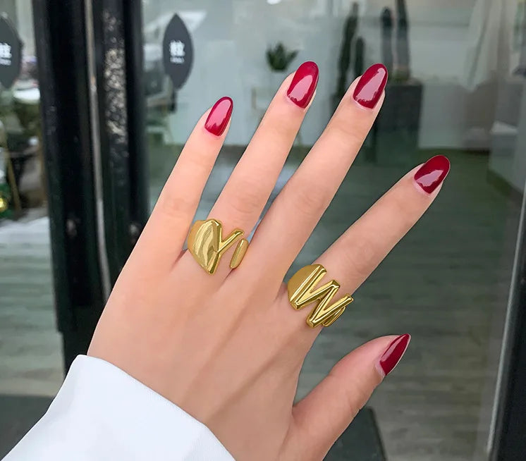 26 English Letter Ring Opening Adjustable Female Personality Internet Celebrity Ring Fashion Jewelry Couple Mother's Day Gift