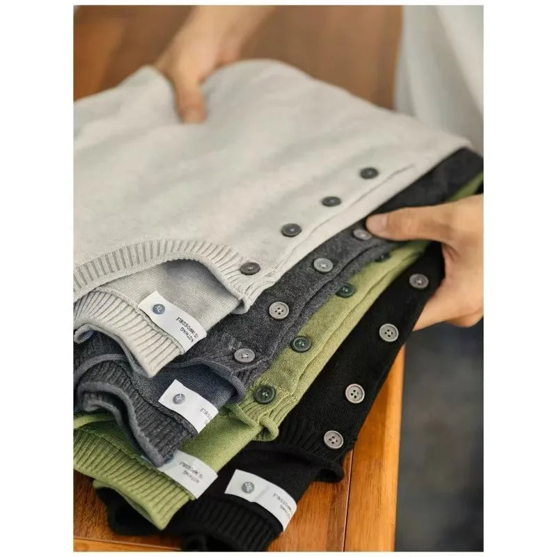 Sweater for Men Pullovers Old Money Man Knitwear Short Sleeve Knit Jumpers Solid Cotton High End Casual Vintage Sweaters 2025